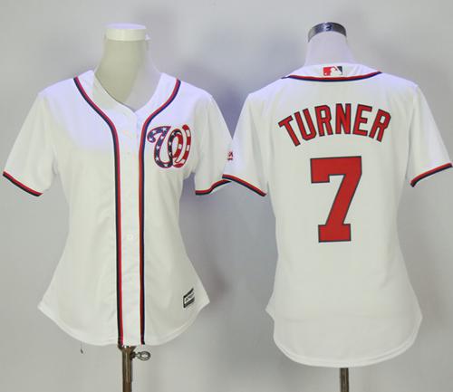 Nationals #7 Trea Turner White Home Women's Stitched MLB Jersey - Click Image to Close